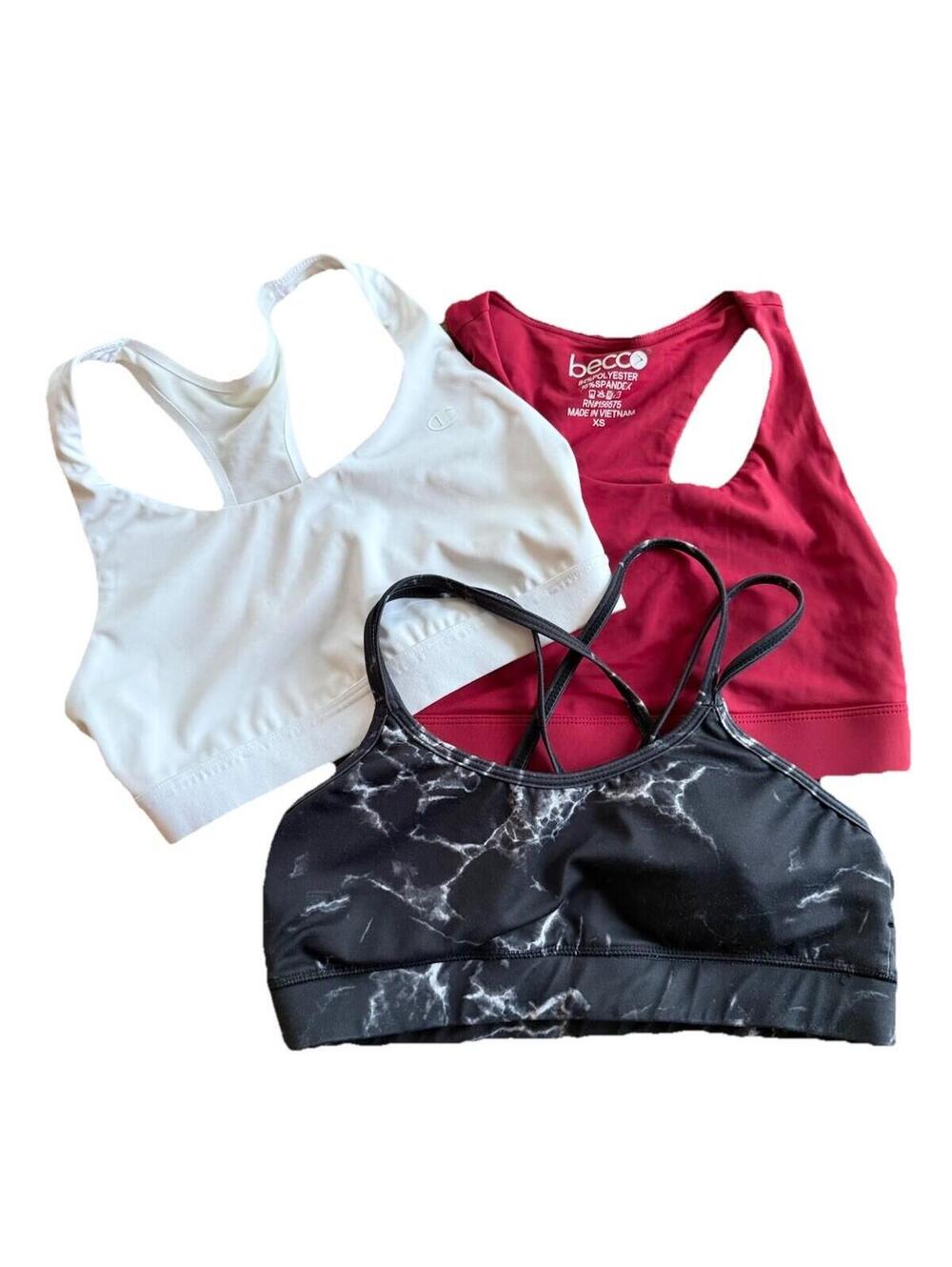 Lot Of 3 XS Sports Bras Buff Bunny,Becco,Champion Dance Gym